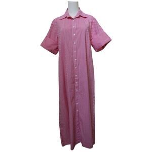 Livro Gibbons Short Sleeve Collared Button Down Maxi Dress Harbour Stripes Sz L